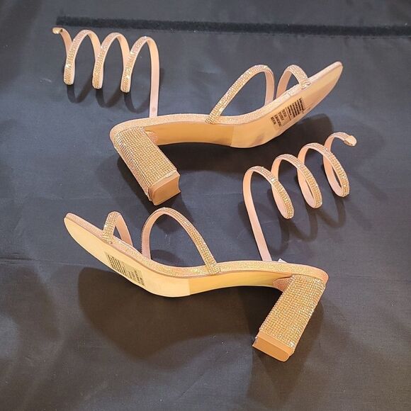 BRAND NEW DELICACY RHINESTONE DIAMOND CHUNKY HEEL PLATFORM SANDAL - Picture 5 of 15